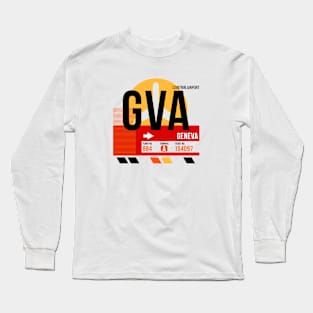 Geneva (GVA) Airport // Sunset Baggage Tag Long Sleeve T-Shirt